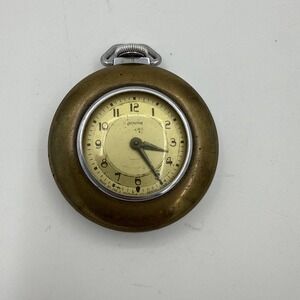 Ingraham Brown & Silver Open Face Pocket Watch – Beige Dial, Arabic Numerals